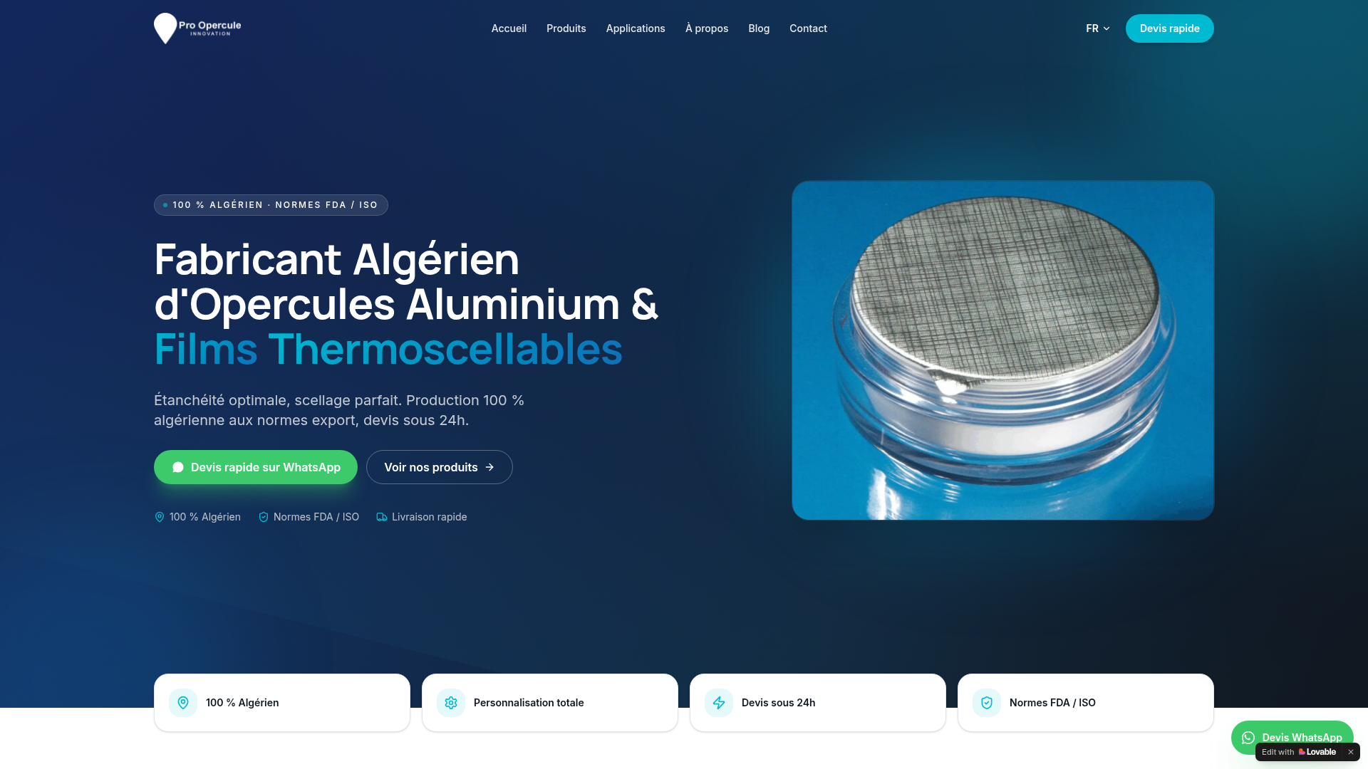 Site vitrine Pro Opercule — GREEN LIGHT